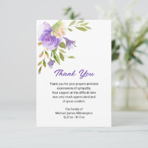 Élégant Merci funéraire floral violet