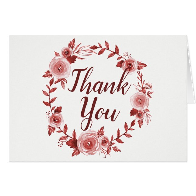 Élégant Merci Mariage de couronne Rose de Bourgogn (Devant Horizontal)