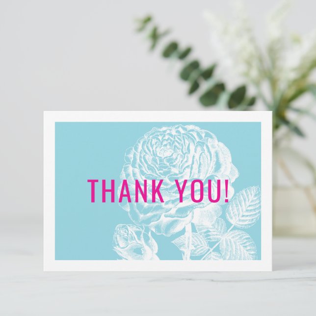 ELÉGANT MERCI moderne rose fleuri aqua rose (Debout devant)