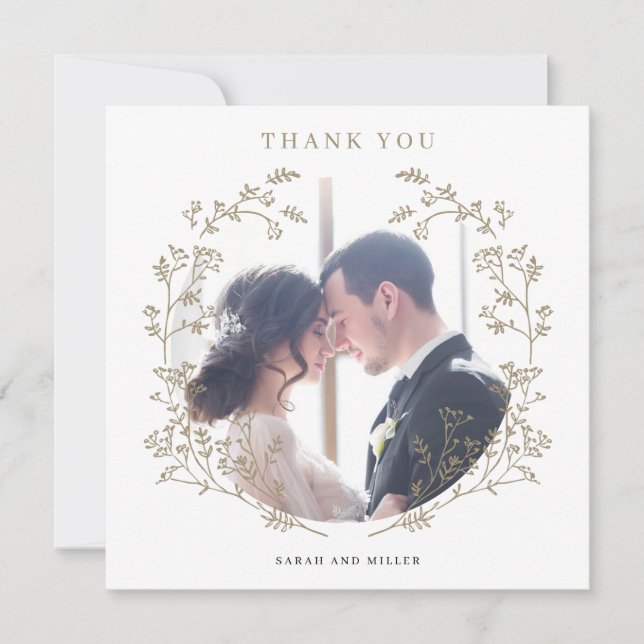 Élégant Merci photo de couronne d'or (Devant)