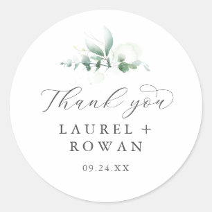 Élégant Merci verdoyant Mariage Favor Sticker