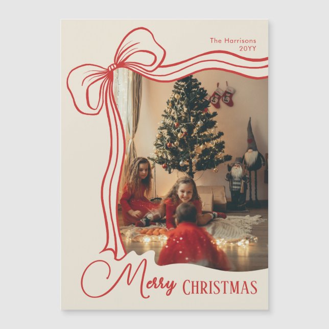Elegant Merry Christmas Photo Magnetic Card (Devant)