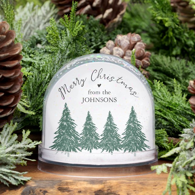 Elegant Merry Christmas Script Pine Trees (Hiver)