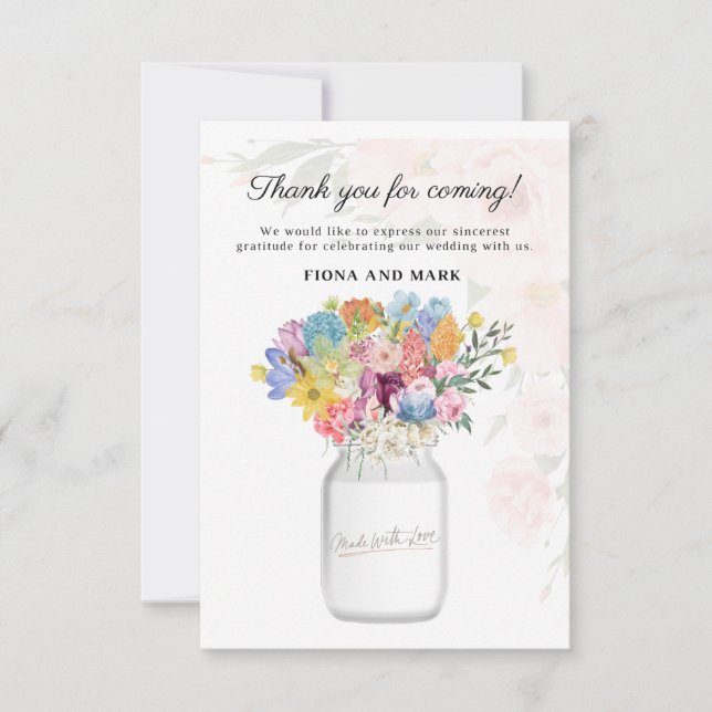 Élégant message de Merci Mariage Floral (Devant)