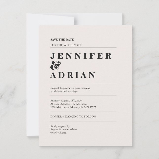 Elégant Minimal Blanc Moderne Mariage Enregistrer  (Devant)