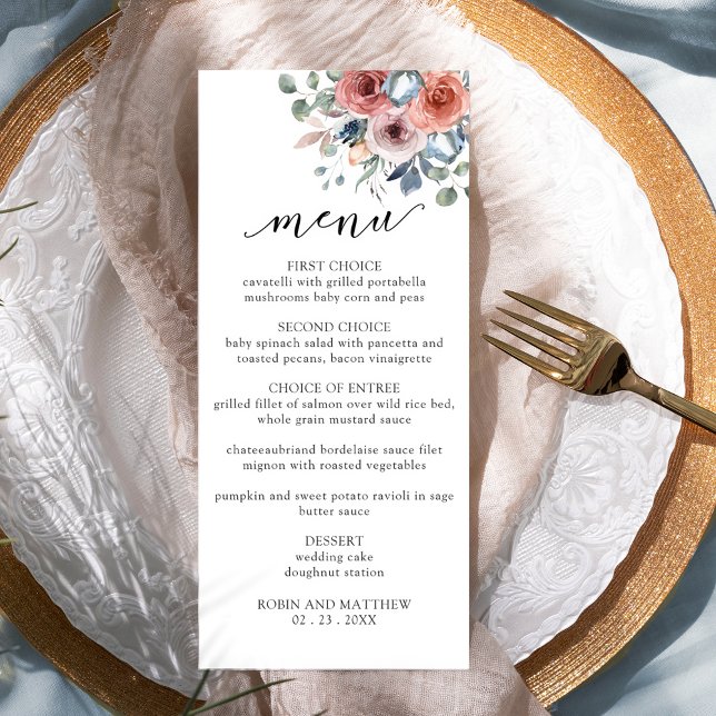 Elégant, Minimal Blissful Floral Menu Mariage (Créateur téléchargé)