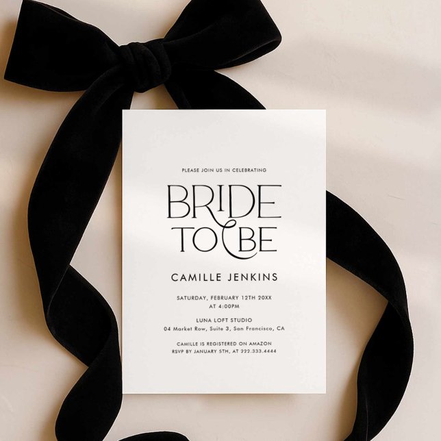 Elegant Minimal Bridal Shower Invitation (Minimal Black and White Bridal Shower Invite)