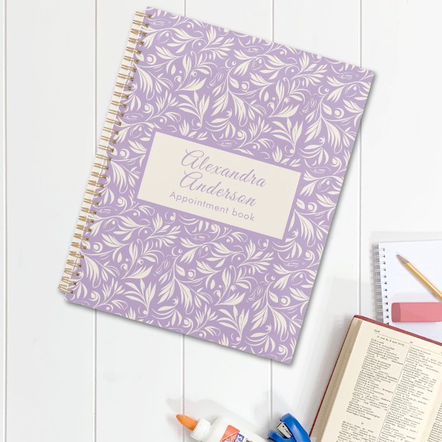 Élégant minimal Feuille Floral Script Motif (Elegant Minimal Floral Leaves Pattern Script Planner)