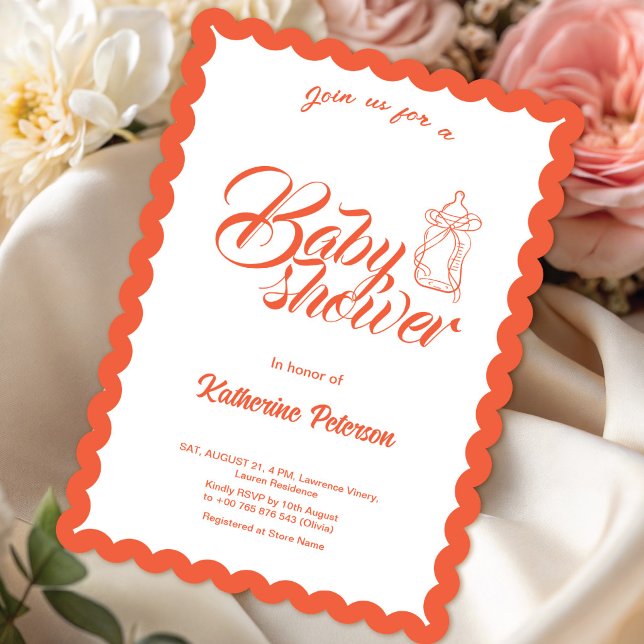 Elegant Minimal Scalloped Baby Shower Invitation (Créateur téléchargé)