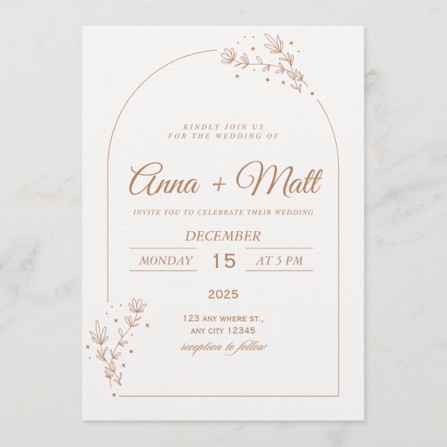 Elegant Minimal Wedding Invitation  (Devant)