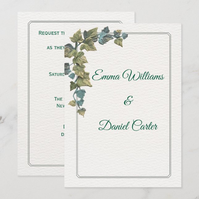 Elegant Minimal Wedding Invitation – Customizable  (Devant / Derrière)