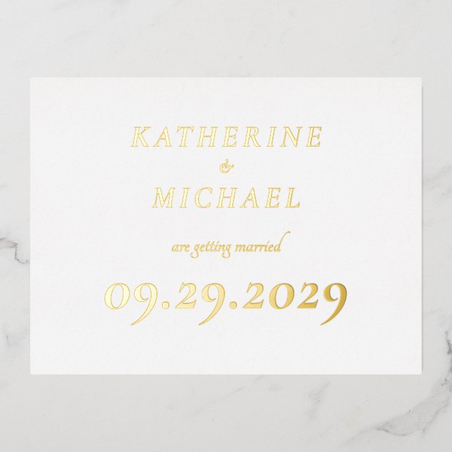 Elegant Minimal Wedding Real Gold Foil Invitation (Recto)