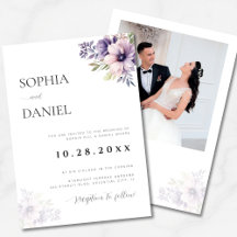 Elegant Minimal White Floral Wedding Invitation 