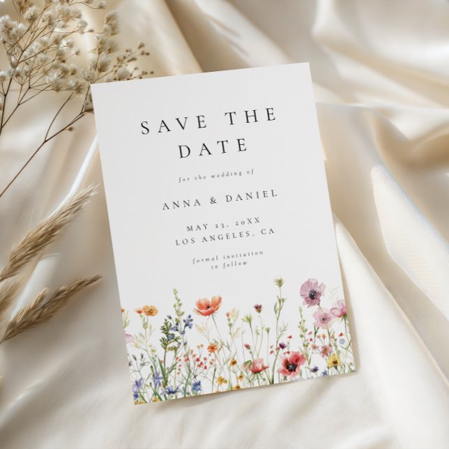 Elegant Minimal Wildflower Wedding Save The Date (Créateur téléchargé)