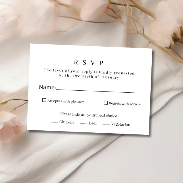 Elegant Minimalist Black and White Wedding RSVP Ca (Créateur téléchargé)
