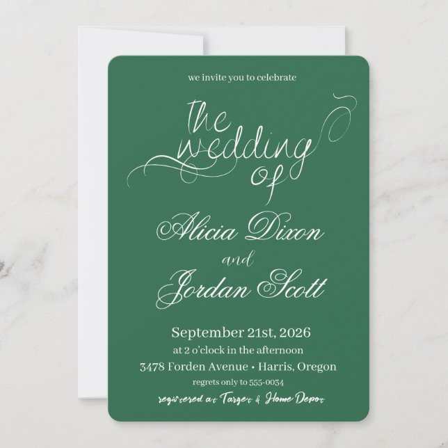 Elegant Minimalist Calligraphy Wedding Invitation (Devant)