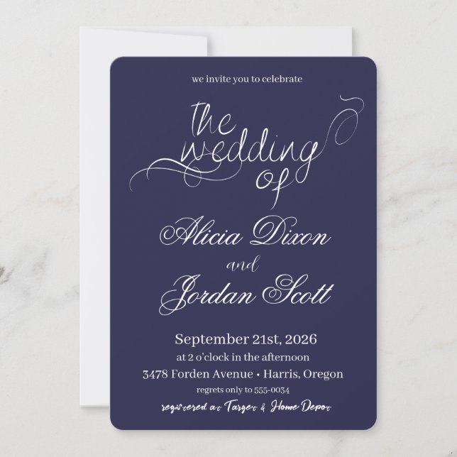 Elegant Minimalist Calligraphy Wedding Invitation (Devant)