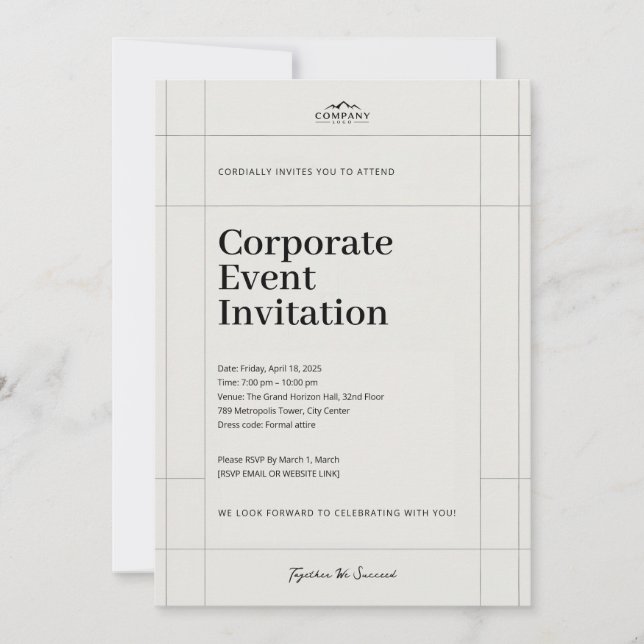 Elegant Minimalist Corporate Event Invitation (Devant)