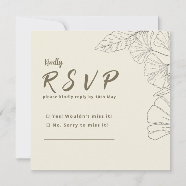 Elegant Minimalist Floral RSVP Card (Devant)