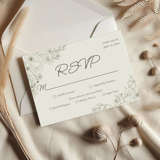 Elegant Minimalist Floral Wedding RSVP Card (Créateur téléchargé)