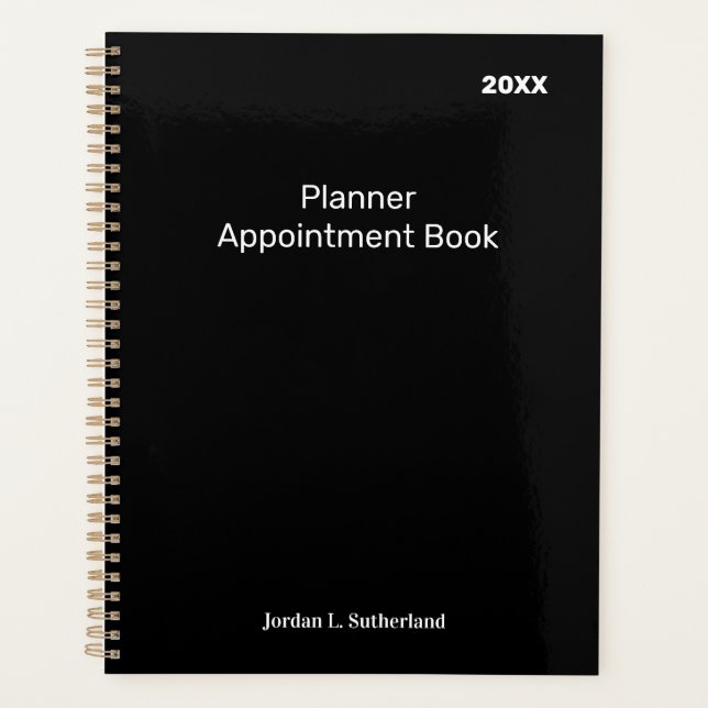 Elegant Minimalist Personalized Logo Black Planner (Devant)