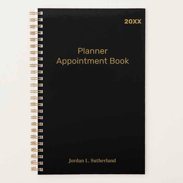 Elegant Minimalist Personalized Logo Black Planner (Devant)