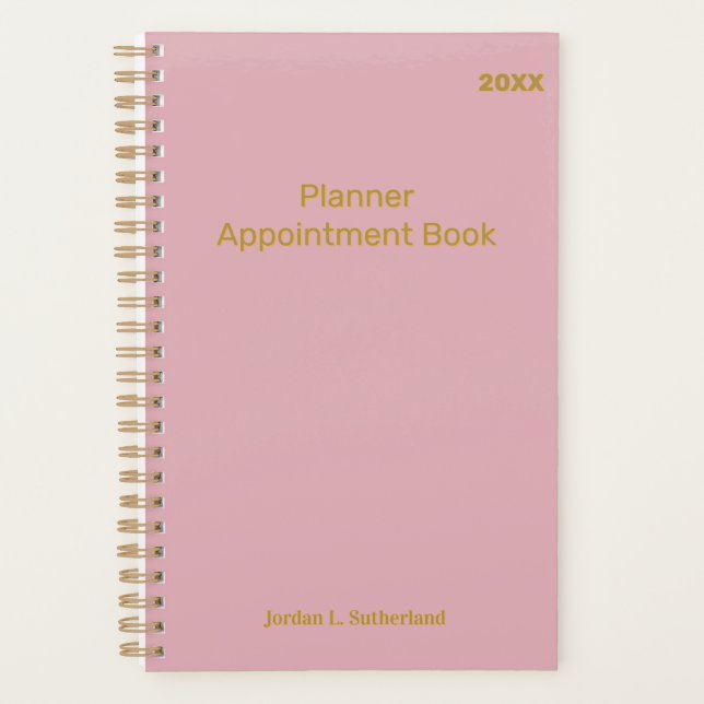 Elegant Minimalist Personalized Logo Pink Planner (Devant)
