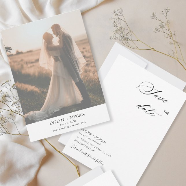 Elegant Minimalist Photo wedding Save The Date  (Créateur téléchargé)