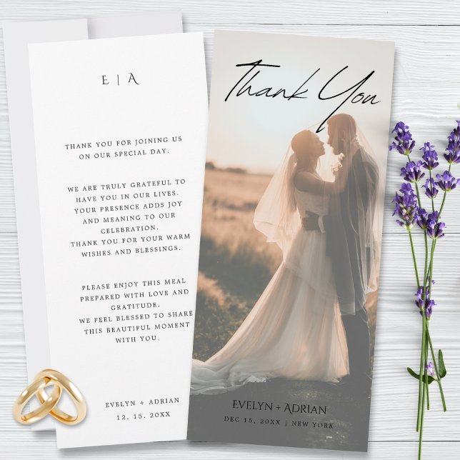 Elegant Minimalist Photo wedding Thank You Card (Créateur téléchargé)