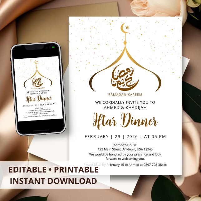 Elegant Minimalist Ramadan Iftar Dinner Invitation (Créateur téléchargé)