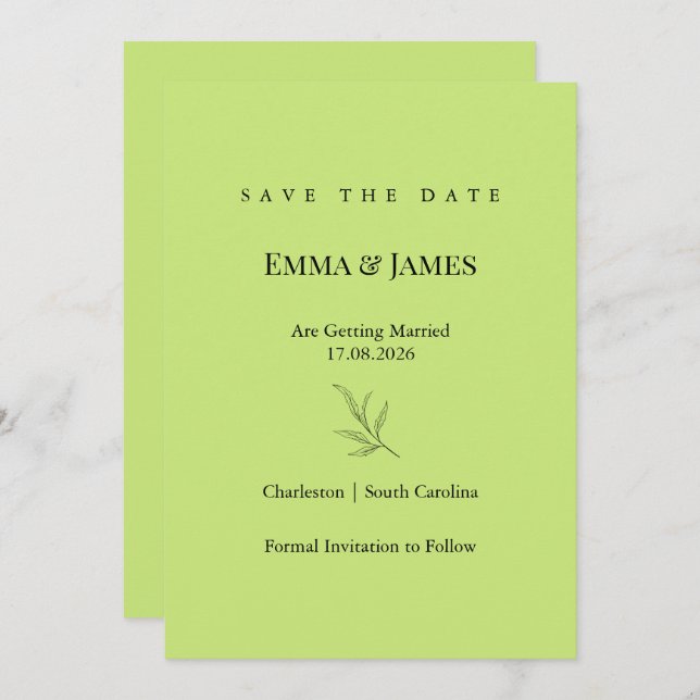 Elegant Minimalist Save the Date Card | Modern (Devant / Derrière)