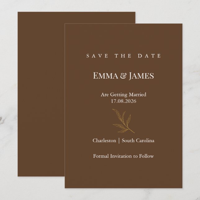 Elegant Minimalist Save the Date Card | Modern (Devant / Derrière)