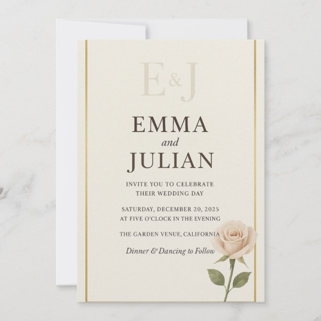 Elegant Minimalist Wedding Invitation  (Devant)