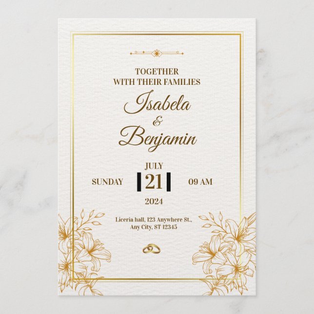 Elegant Minimalist Wedding Invitation | Classic Bl (Devant)