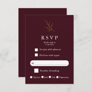 Elegant Minimalist Wedding RSVP Card Modern Simple