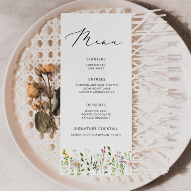 Elegant Minimalist Wildflower Wedding menu (Créateur téléchargé)