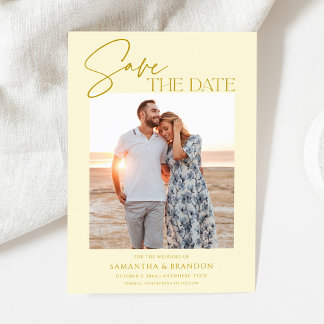 Elegant Minimalist Yellow Photo Save The Date