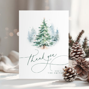 Élégant minimaliste arbre de Noël Merci Script