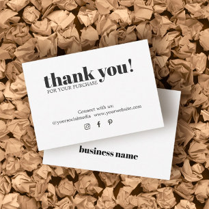 Élégant minimaliste Carte de remerciements noir bl