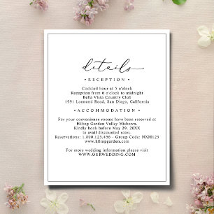 Elégant minimaliste Détails du Mariage Cartes de b