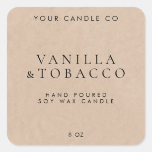 Élégant minimaliste Étiquette de bougie Kraft