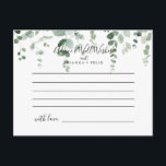 Elégant minimaliste Eucalyptus Mariage carte conse<br><div class="desc">Cette élégante carte de conseil minimaliste à l'eucalyptus mariage est parfaite pour un mariage moderne. L'aménagement comprend des branches et des feuilles d'eucalyptus botaniques élégants dessinés à la main dans des aquarelles. Ces cartes sont parfaites pour un mariage, une douche nuptiale, un baby shower, une fête de remise de diplômes...</div>