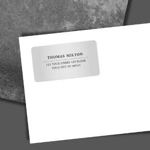 Élégant minimaliste Faux Étiquette noir argent