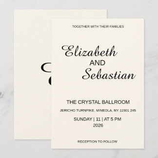 Élégant Minimaliste Mariage Calligraphie Crème