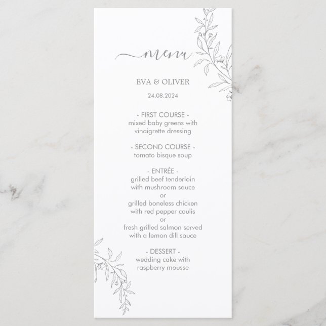 Elégant minimaliste Mariage Cartes de menu (Devant)