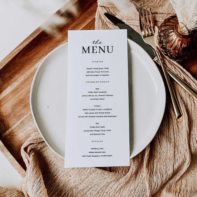 Élégant minimaliste Mariage menu Modèle (Créateur téléchargé)