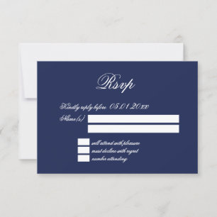 Elégant minimaliste Marine Bleu Mariage Cartes RSV