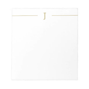 Élégant minimaliste Monogramme Or Bloc-notes blanc
