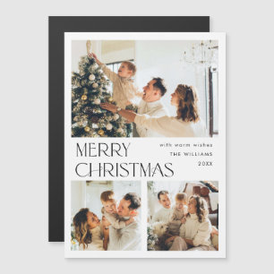 Élégant minimaliste Noël 3 PHOTO Carte magnétique