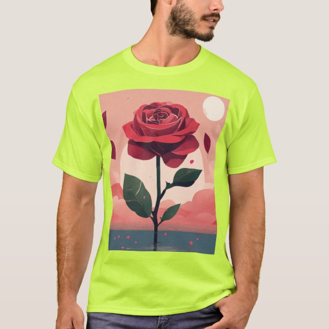 Elégant minimaliste Rose T-Shirt conceptions (Devant)